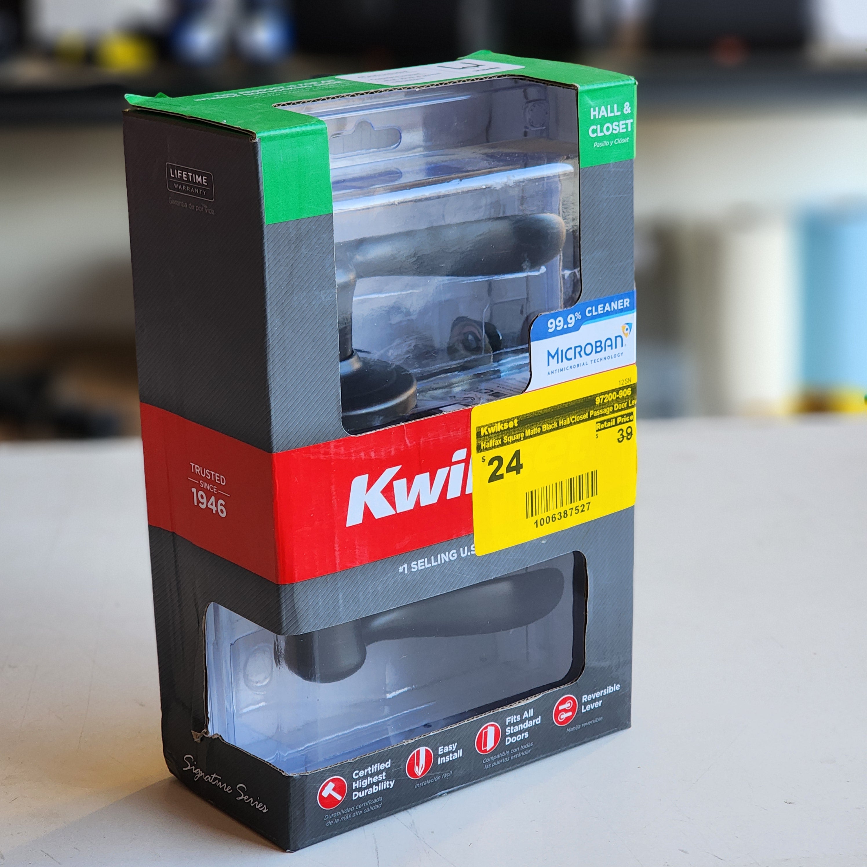 Halifax Square Matte Black Hall/Closet Passage Door Lever (97200-906) Halifax Square Matte Black Hall/Closet Passage Door Lever (97200-906)